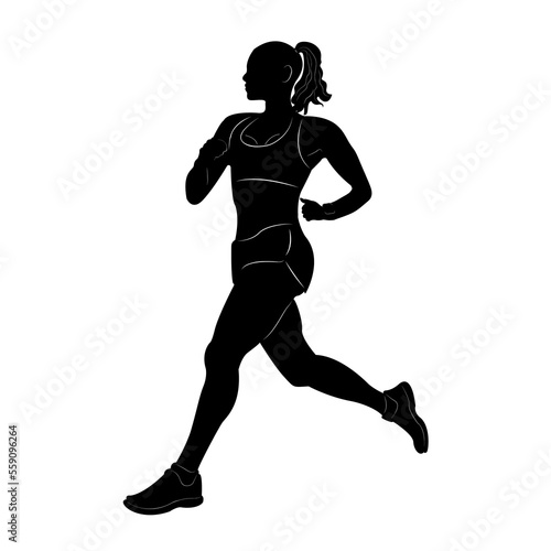 Running sprint girl. Silhouette of a running man. Marathon for speed. Athlete. Athletics. Kind of sport. © Oleksandr