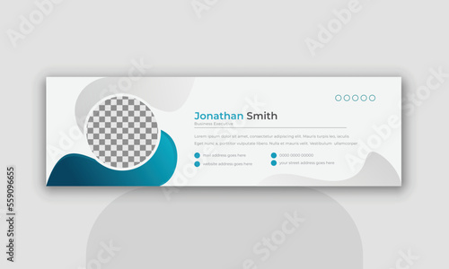 Business email signature with an author photo place modern and minimal layout with white background