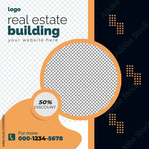 Real estate social media post bundle design, modern Real Estate social media post Template, Real estate social media post web banner template design,Real Estate Social Media Feed Template