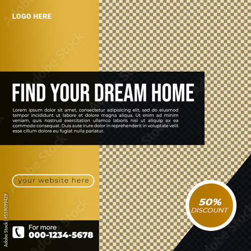Real estate social media post bundle design, modern Real Estate social media post Template, Real estate social media post web banner template design,Real Estate Social Media Feed Template