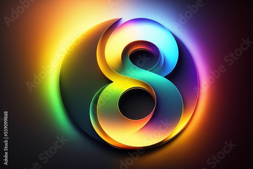 A 3D Holographic logo of number 