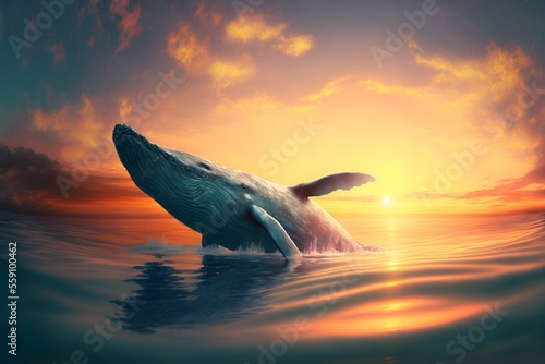 Whale in the ocean, Whale, Generative AI © Melih