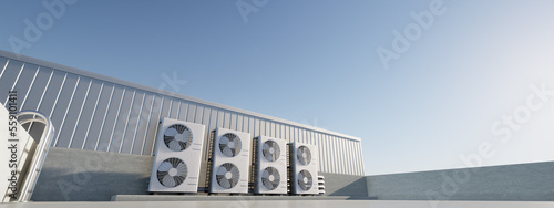 Fotografía 3d rendering of condenser unit or compressor on rooftop of industrial plant, factory