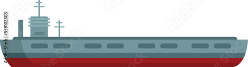 Flight aircraft carrier icon flat vector. Navy ship. Naval view isolated
