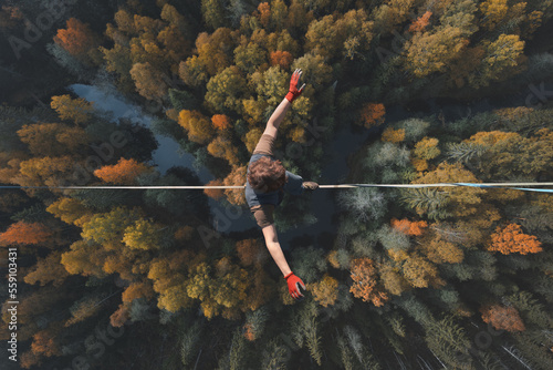Stampa su tela Highline over the forest