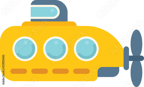 Underwater bathyscaphe icon flat vector. Submarine ship. Sea boat isolated