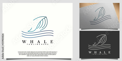 whale logo design with mockup creative concept