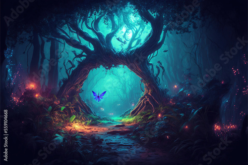A path through a magical fantasy forest, Generative AI