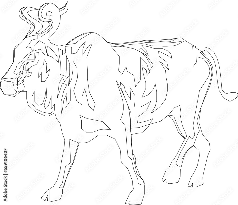 vector sketch of a bull abstract silhouette illustration for kids coloring