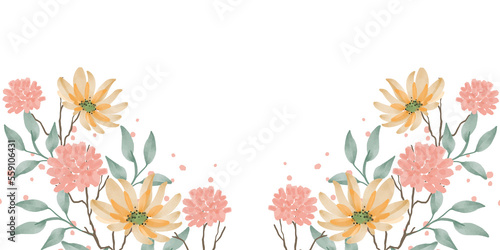 beautiful and elegant botanical watercolor border