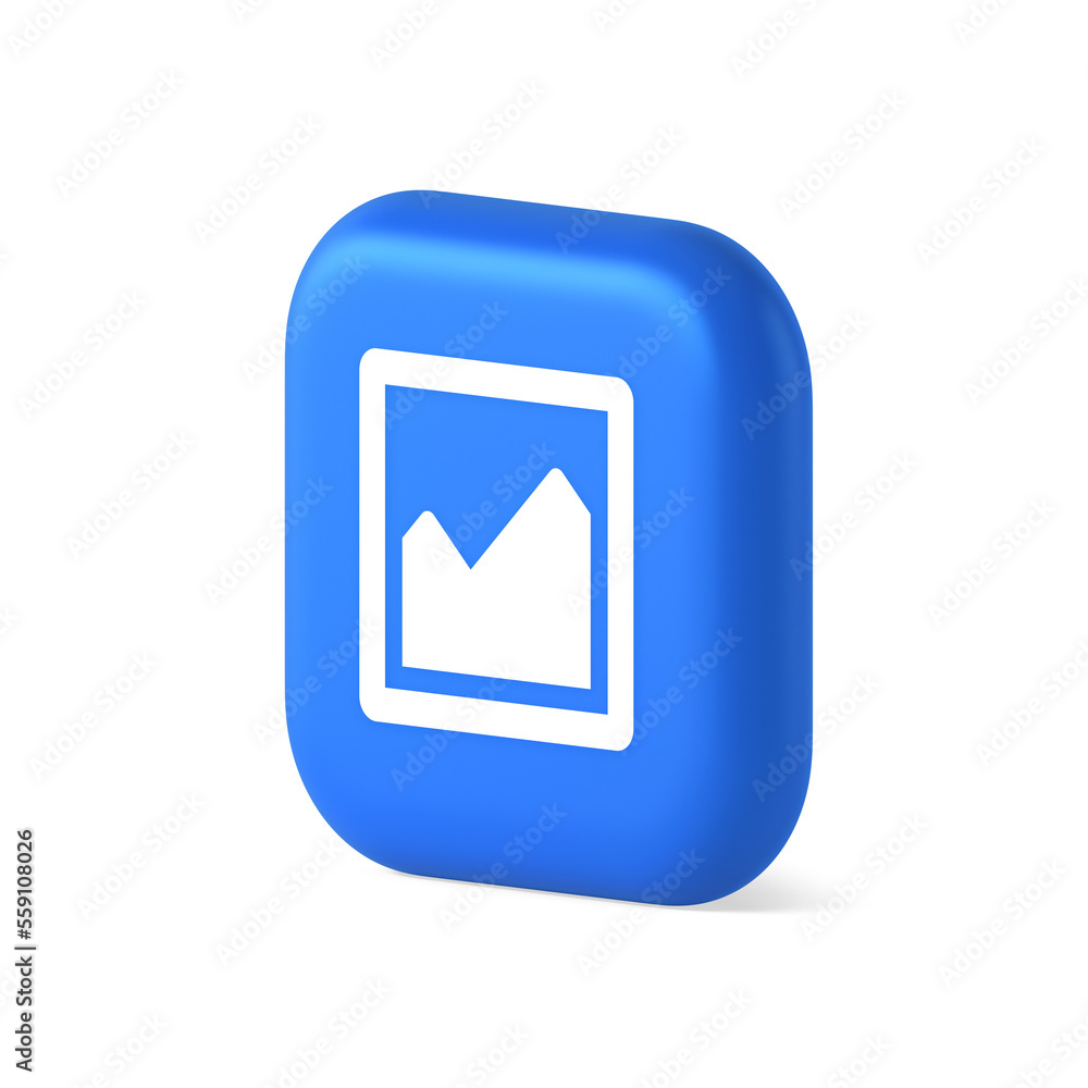 Graph diagram mathematical profit business blue squared button 3d realistic isometric icon