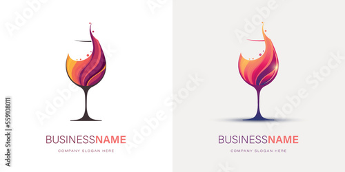 Logo entreprise verre de vin vignoble caviste