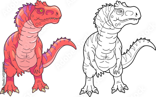 prehistoric dinosaur allosaurus, funny illustration