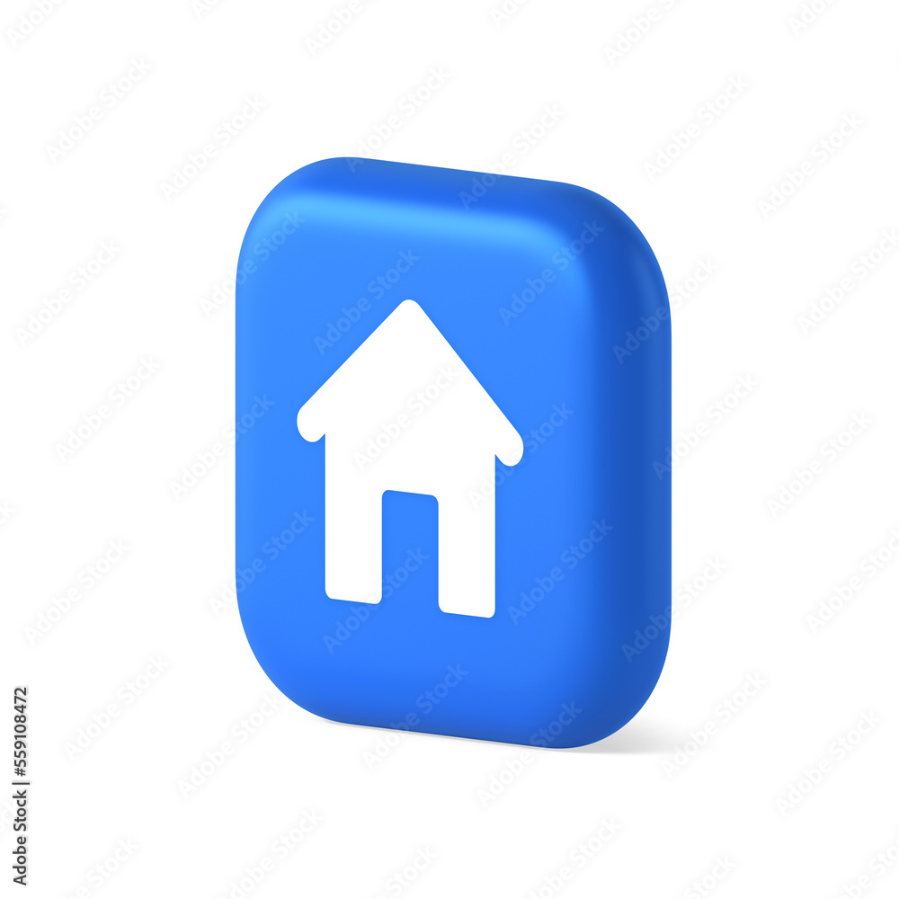 Home page button house web symbol cyberspace application interface 3d realistic isometric icon Home page button house web symbol cyberspace application interface 3d realistic isometric icon