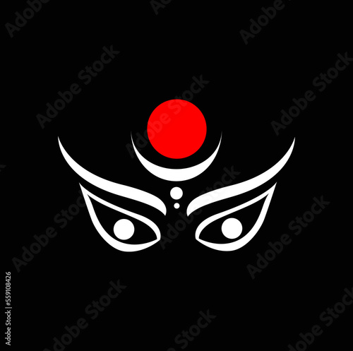 Obraz na plátne Lord Durga face vector icon. Lord Ambica eyes and tilak icon.