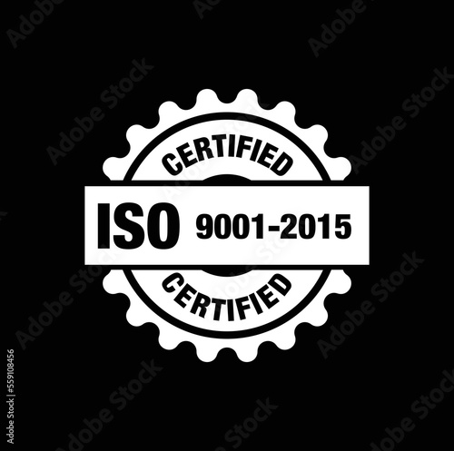 ISO 2001 to 2015 certified company stamp. ISO certified stamp.