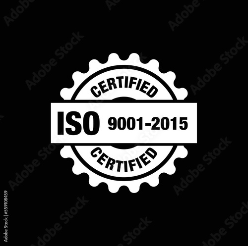 ISO 2001 to 2015 certified company stamp. ISO certified stamp.