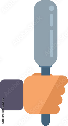 Hand microphone icon flat vector. Camera reportage. Media reporter isolated