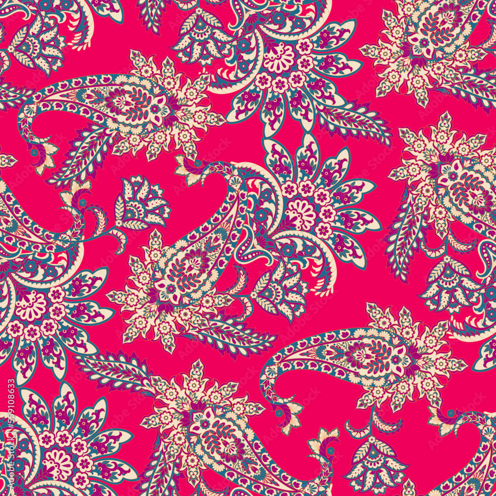 Fabric Paisley seamless vector pattern
