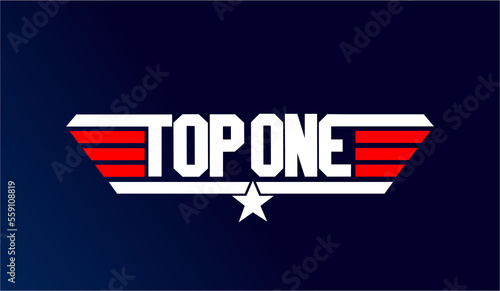 Top One typography icon with top gun theme. Note - Editorial use only