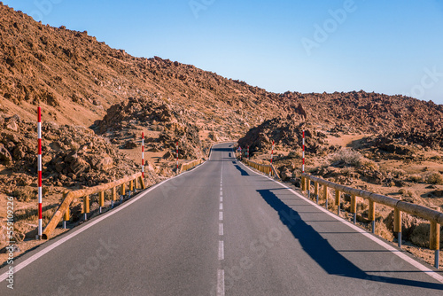 Highway Through the Mars Landscape by Mount Teide