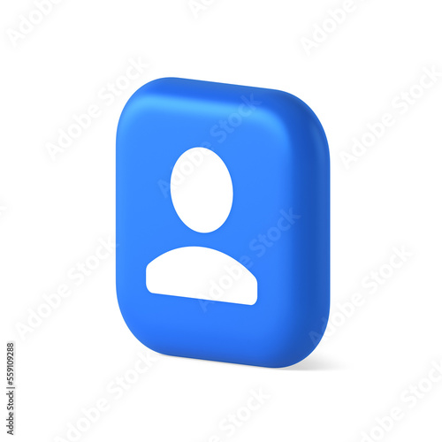 User person human contact button cyberspace account information web app 3d realistic isometric icon