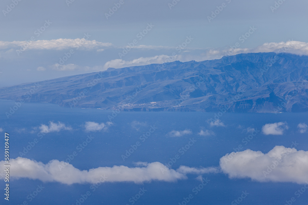 Close-up Distant View of La Gomera from Tenerife