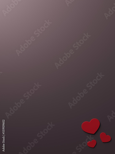 minimalist set of red 3d heart shapes on dark background for valentines day