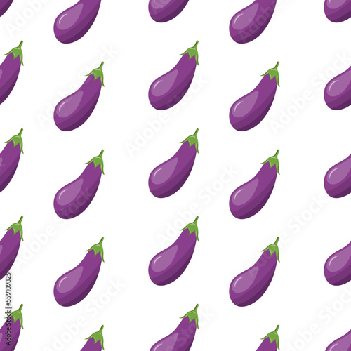 Seamless pattern with purple eggplant. Vector illustration © malinka_bond