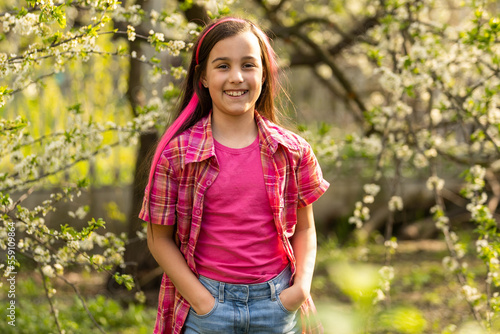 beautiful girl with a beautiful smile, nine-year-old girl photo
