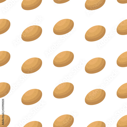 Seamless pattern with brown potatoes. Vector illustration isolated on white background.