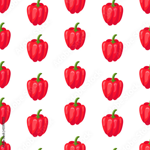 Seamless pattern with red bell pepper. Vector illustration isolated on white background.