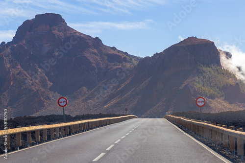 Massive Rocks above the road in Boca Tauce in Teide National Park