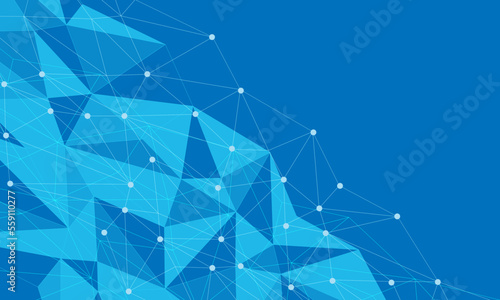 Abstract white line triangle polygon on blue technology futuristic network connect background vector
