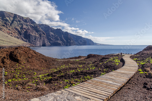 A Curved Wooden Path Leading Towards The Dock, at Punta Teno, Tenerife