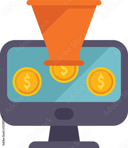 Funnel audience icon flat vector. Strategy monetize. Social media isolated
