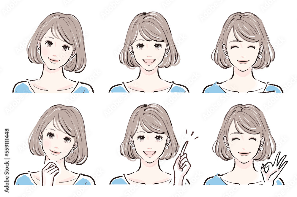 女性のイラスト素材セット 女性のイラスト素材セット