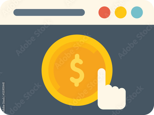 Web click monetize icon flat vector. Mobile strategy. Media report isolated