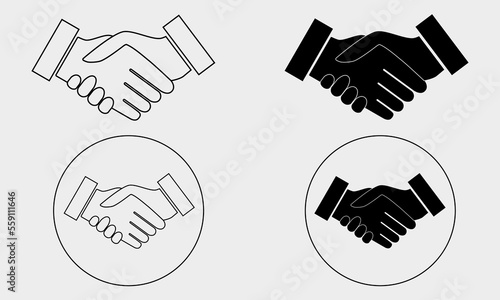 Handshake Friendship Partnership Flat Line Outline Stroke Icon Pictogram Symbol