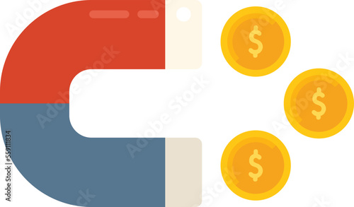 Monetization magnet icon flat vector. Mobile strategy. New profit isolated
