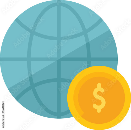 Global monetize icon flat vector. Mobile money. Content report isolated