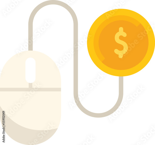Mouse click monetize icon flat vector. Media strategy. Lead profit isolated