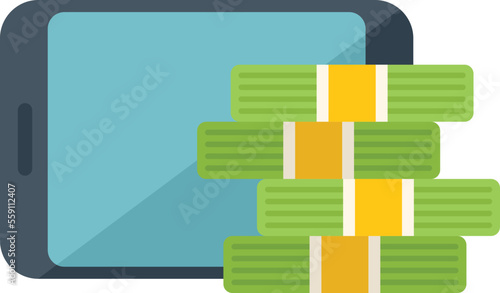 Online mobile cash icon flat vector. Money business. Media profit isolated