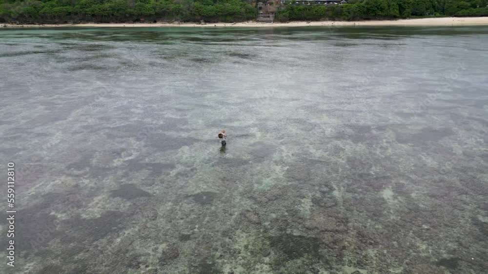 Bali, Fisherman Far Zoom Out Drone Shot Bali, Fisherman Far Zoom Out Drone Shot
