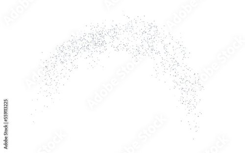 Arc backdrop plume silver texture crumbs. Silverish dust isolated. Vector.