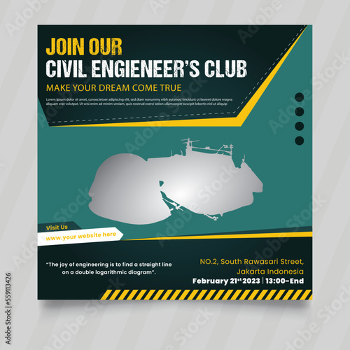 Construction web square banner template
