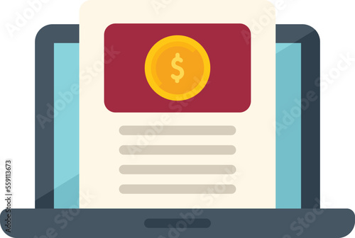 Laptop monetize icon flat vector. Social media. Content sales isolated