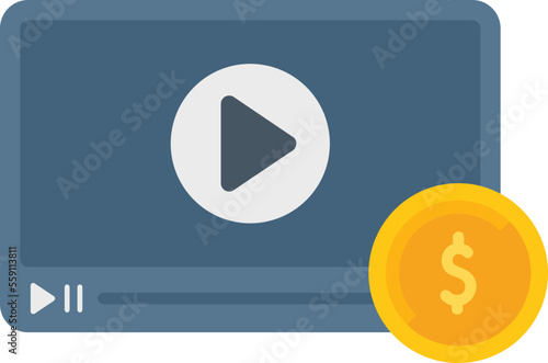 Video content profit icon flat vector. Social business. Mobile media isolated