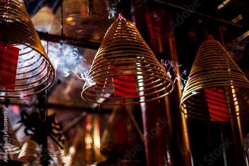Burning incense coils