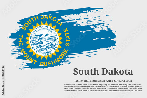 South Dakota US flag grunge brush and poster, vector photo